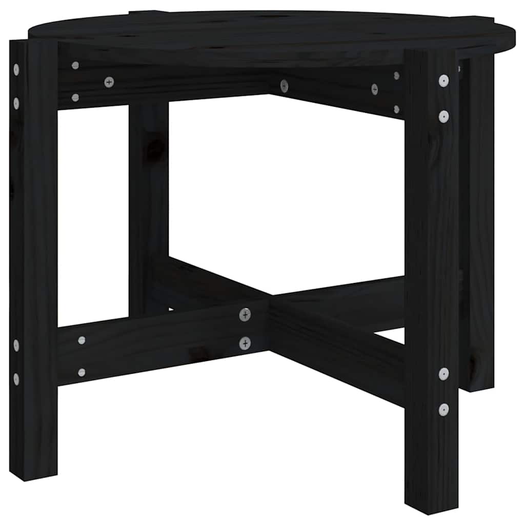 Tavolino da Salotto Nero Ø 62,5x45 cm in Legno Massello di Pino | homemem39
