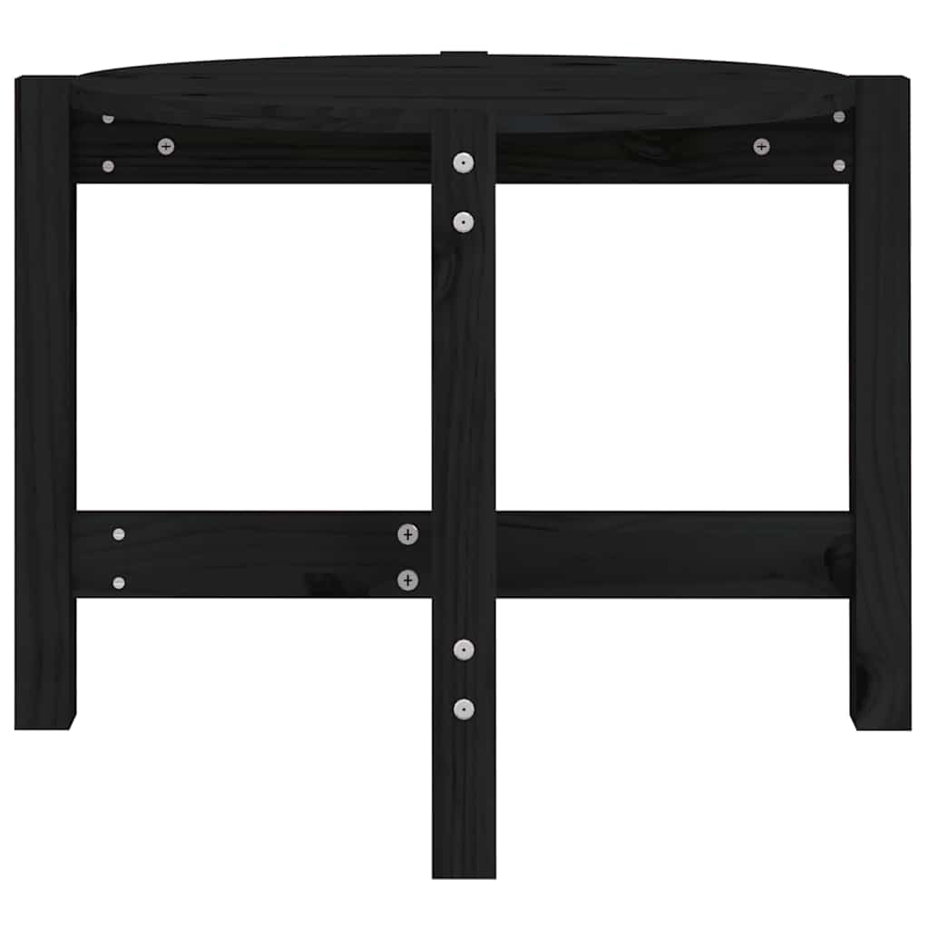 Tavolino da Salotto Nero Ø 62,5x45 cm in Legno Massello di Pino | homemem39