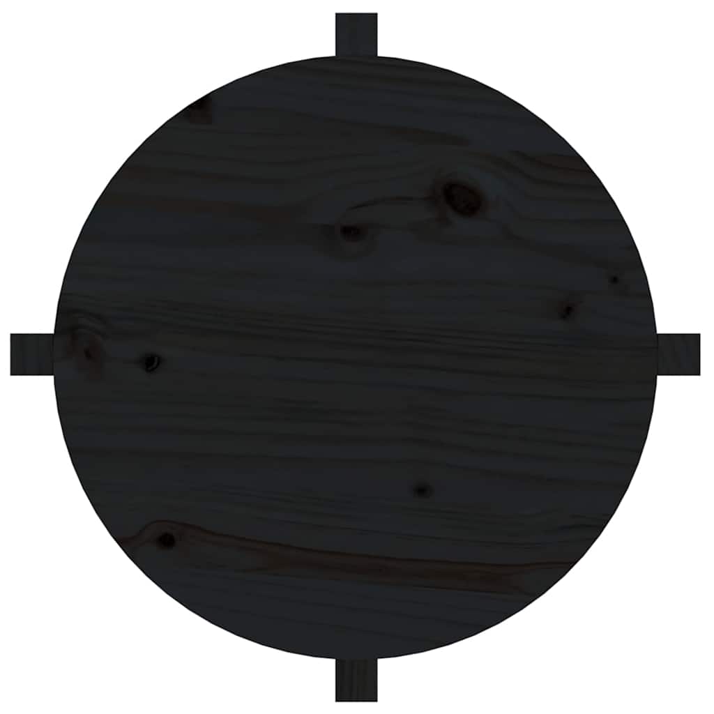 Tavolino da Salotto Nero Ø 62,5x45 cm in Legno Massello di Pino | homemem39