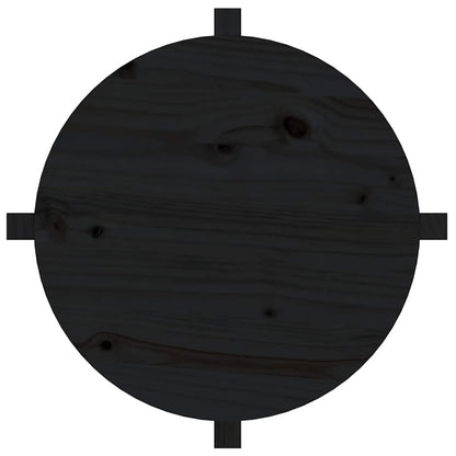 Tavolino da Salotto Nero Ø 62,5x45 cm in Legno Massello di Pino | homemem39