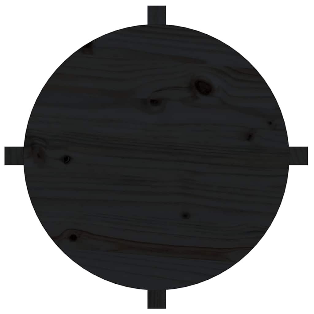 Tavolino da Salotto Nero Ø 62,5x45 cm in Legno Massello di Pino