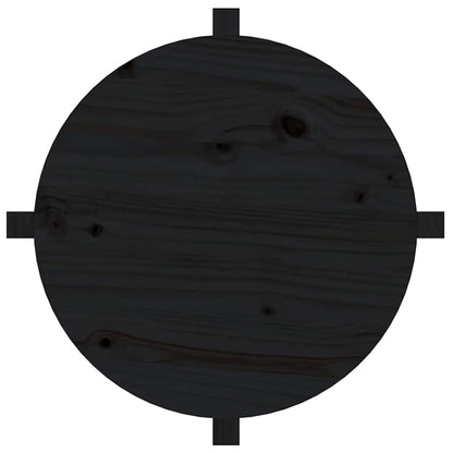 Tavolino da Salotto Nero Ø 62,5x45 cm in Legno Massello di Pino