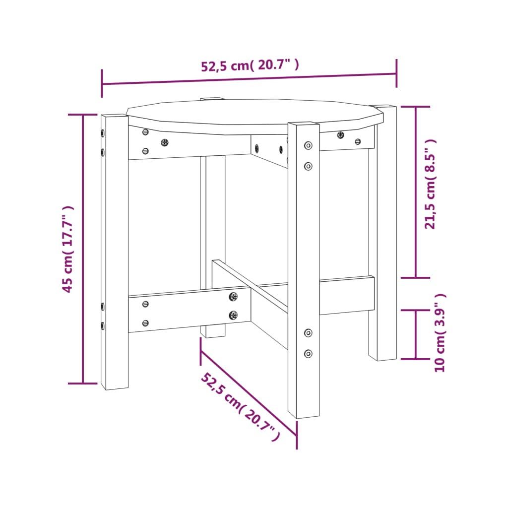 Tavolino da Salotto Ø 52,5x45 cm in Legno Massello di Pino | homemem39