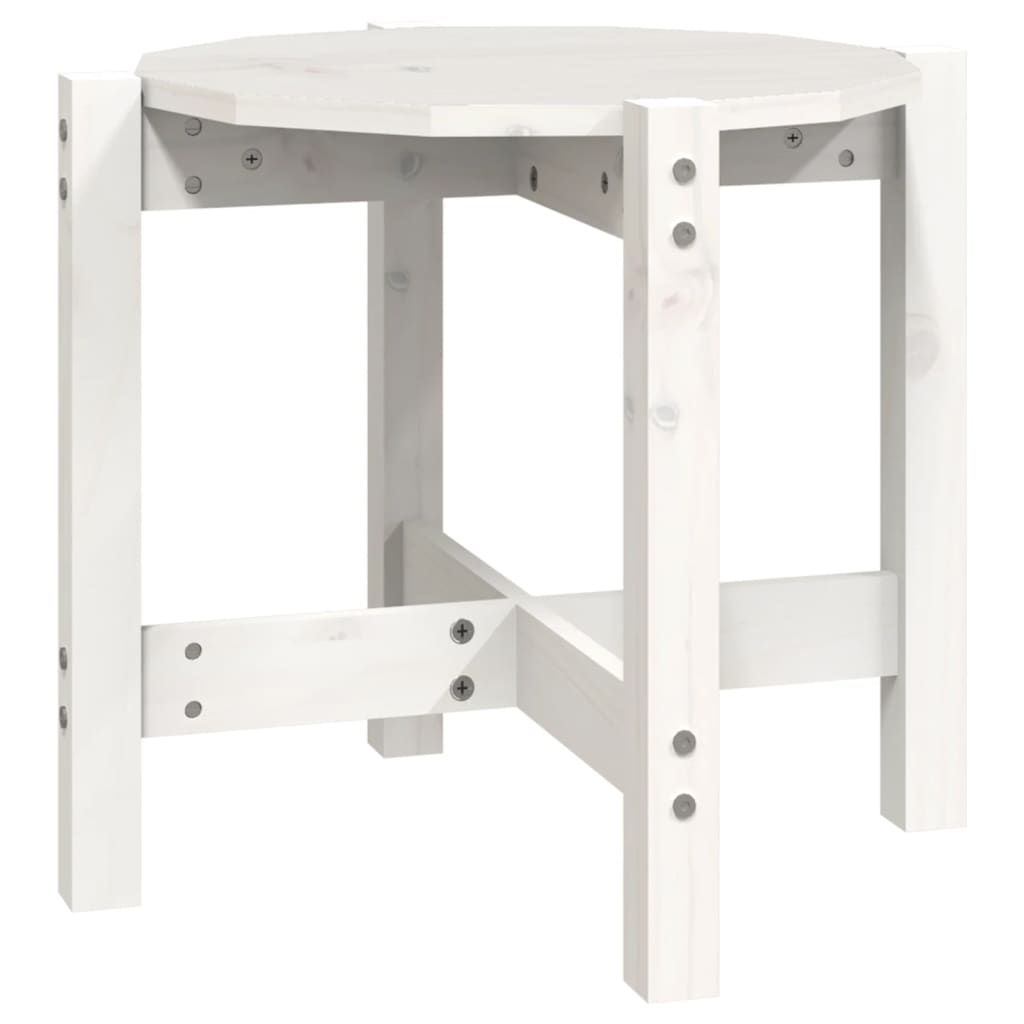 Tavolino da Salotto Bianco Ø 52,5x45 cm Legno Massello di Pino | homemem39