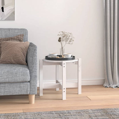 Tavolino da Salotto Bianco Ø 52,5x45 cm Legno Massello di Pino | homemem39