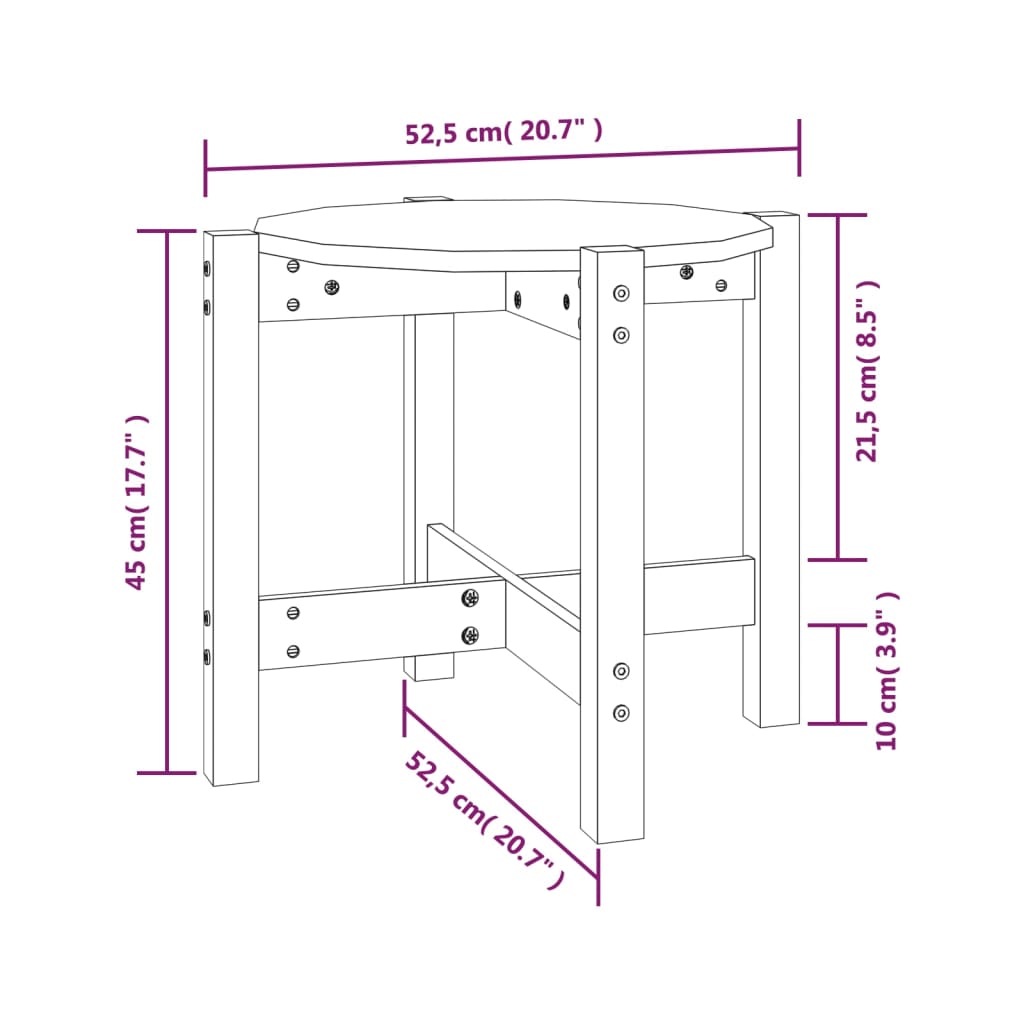 Tavolino da Salotto Grigio Ø 52,5x45 cm Legno Massello di Pino | homemem39