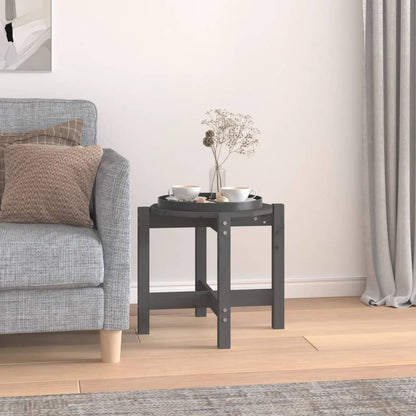 Tavolino da Salotto Grigio Ø 52,5x45 cm Legno Massello di Pino | homemem39