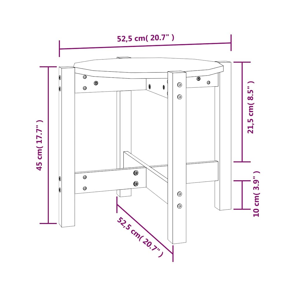 Tavolino da Salotto Ambra Ø 52,5x45cm in Legno Massello di Pino