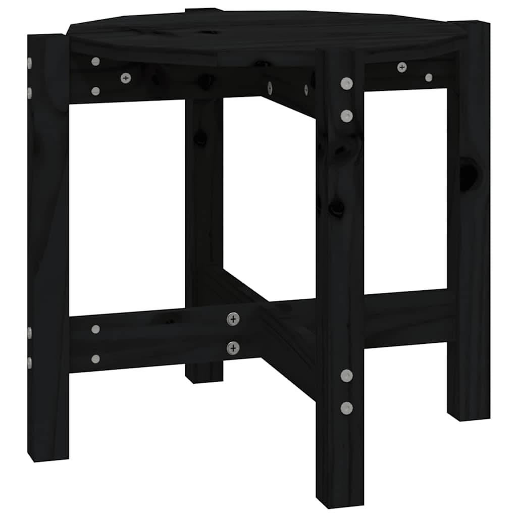 Tavolino da Salotto Nero Ø 52,5x45 cm in Legno Massello di Pino | homemem39