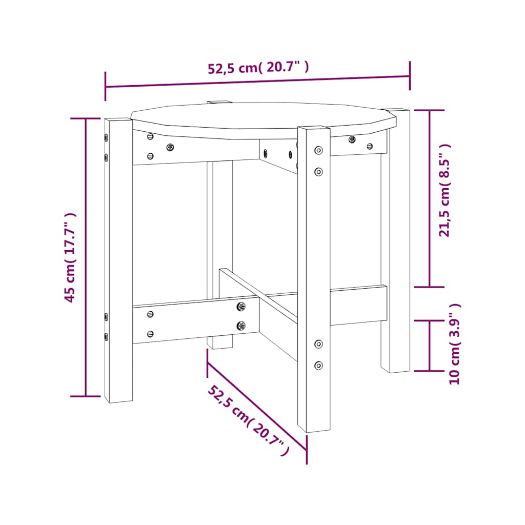 Tavolino da Salotto Nero Ø 52,5x45 cm in Legno Massello di Pino | homemem39