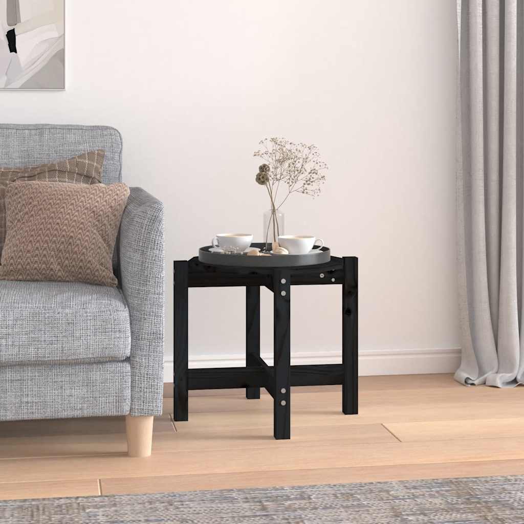 Tavolino da Salotto Nero Ø 52,5x45 cm in Legno Massello di Pino | homemem39