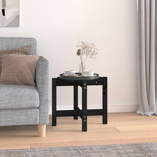 Tavolino da Salotto Nero Ø 52,5x45 cm in Legno Massello di Pino | homemem39