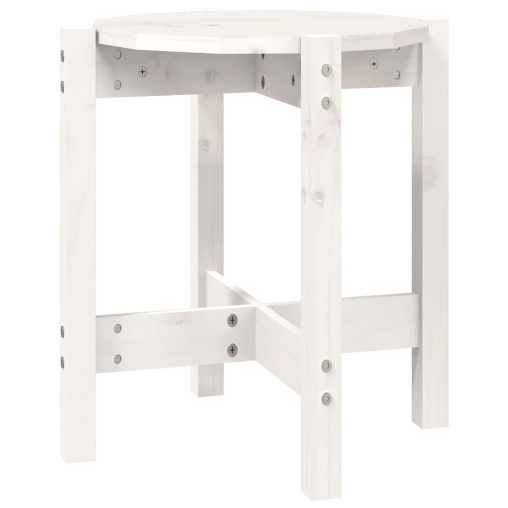 Tavolino da Salotto Bianco Ø 42,5x45 cm Legno Massello di Pino | homemem39