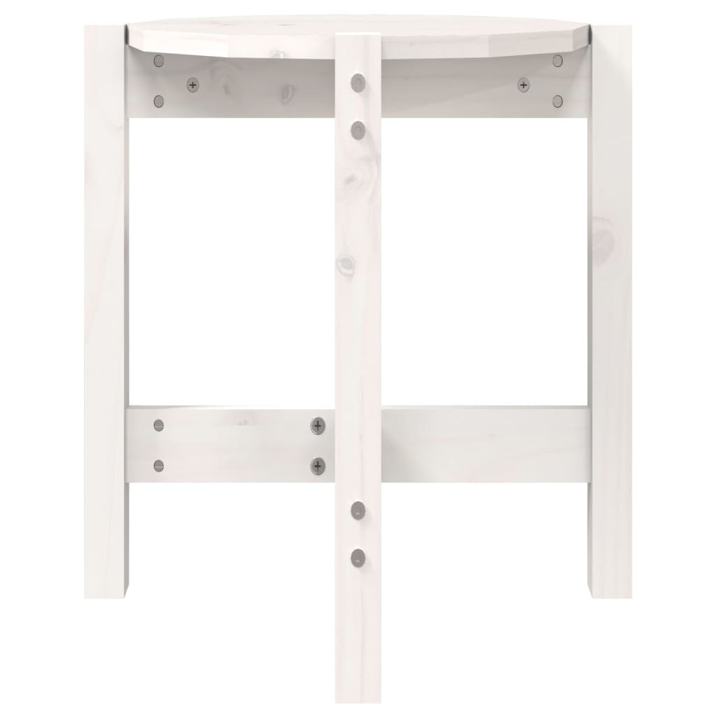 Tavolino da Salotto Bianco Ø 42,5x45 cm Legno Massello di Pino | homemem39