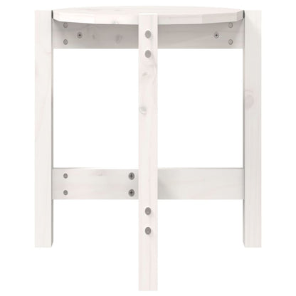 Tavolino da Salotto Bianco Ø 42,5x45 cm Legno Massello di Pino | homemem39