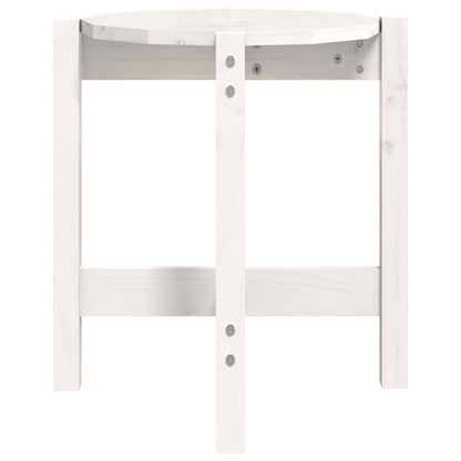 Tavolino da Salotto Bianco Ø 42,5x45 cm Legno Massello di Pino | homemem39