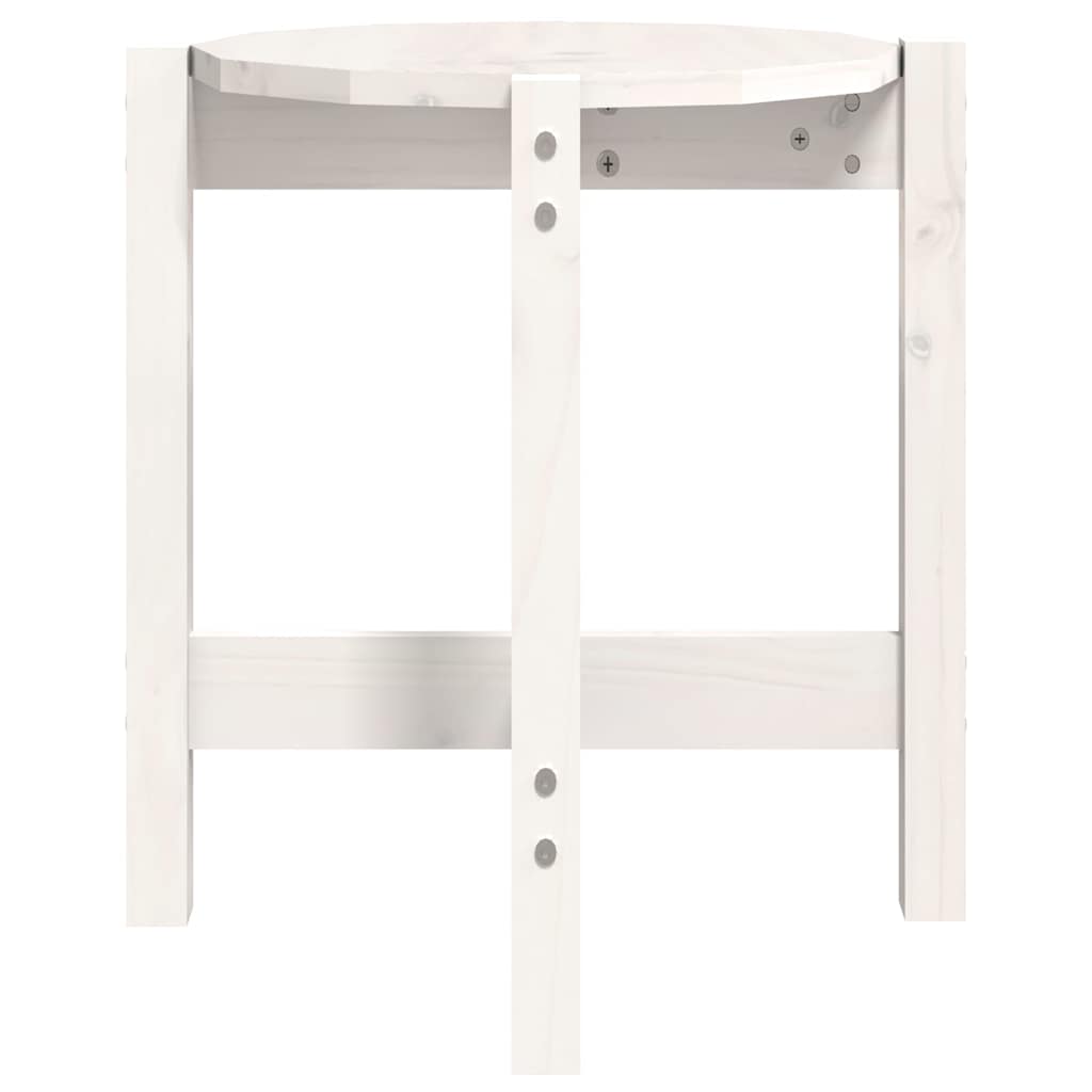 Tavolino da Salotto Bianco Ø 42,5x45 cm Legno Massello di Pino