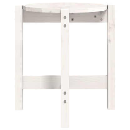 Tavolino da Salotto Bianco Ø 42,5x45 cm Legno Massello di Pino