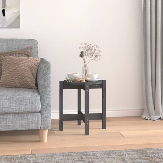 Tavolino da Salotto Grigio Ø 42,5x45 cm Legno Massello di Pino | homemem39