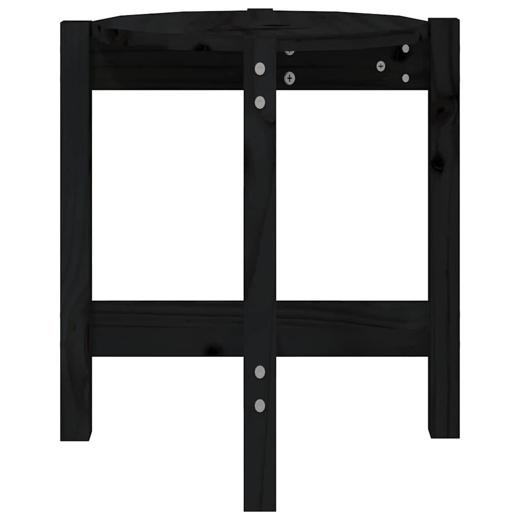 Tavolino da Salotto Nero Ø 42,5x45 cm in Legno Massello di Pino