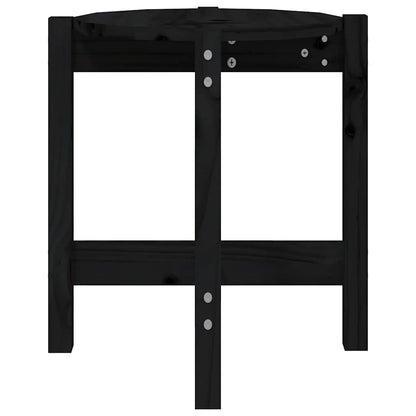 Tavolino da Salotto Nero Ø 42,5x45 cm in Legno Massello di Pino