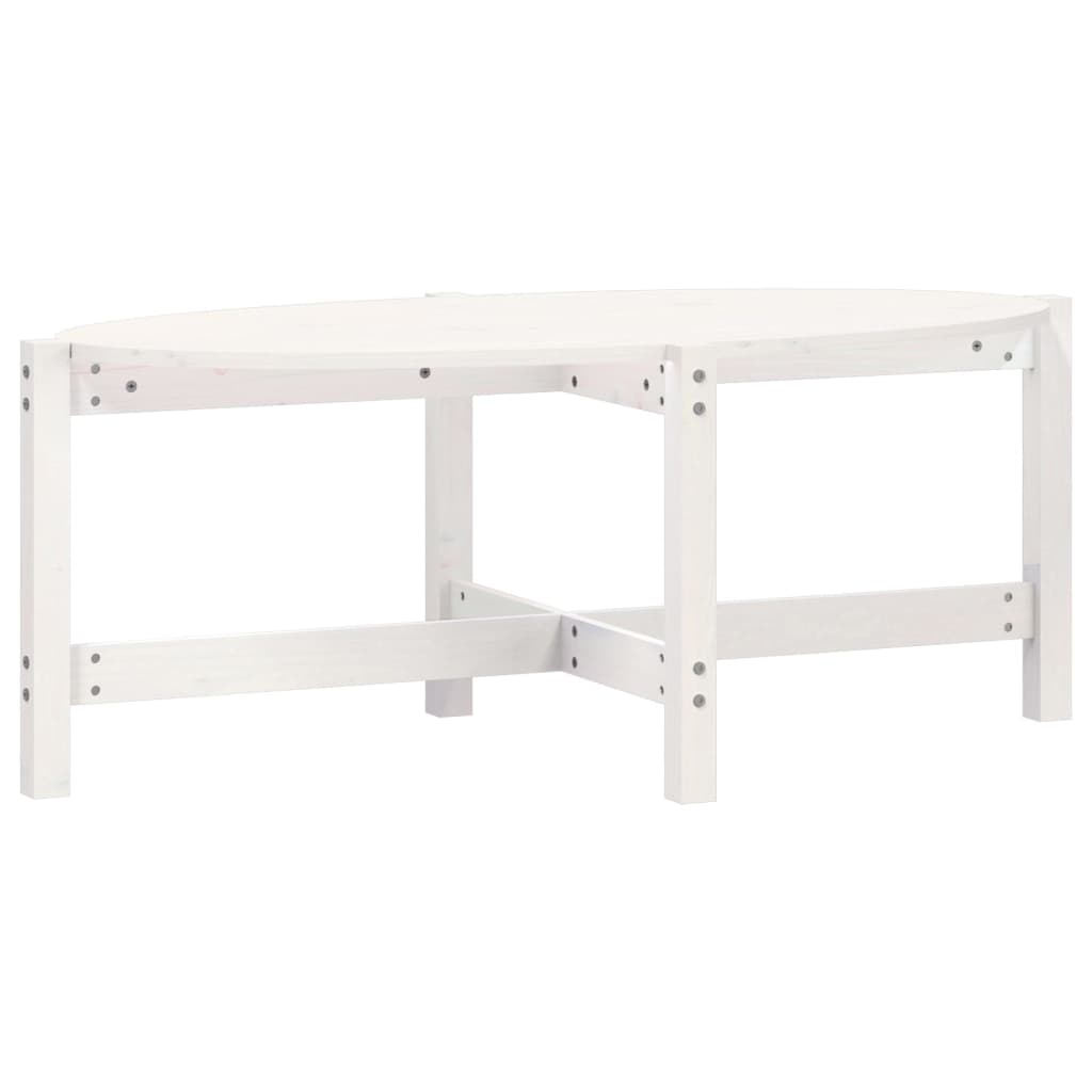Tavolino da Salotto Bianco 118x63x45 cm Legno Massello di Pino | homemem39