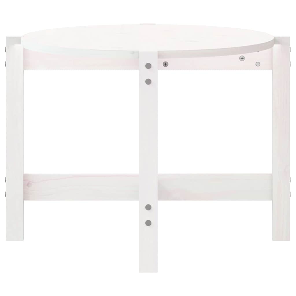 Tavolino da Salotto Bianco 118x63x45 cm Legno Massello di Pino