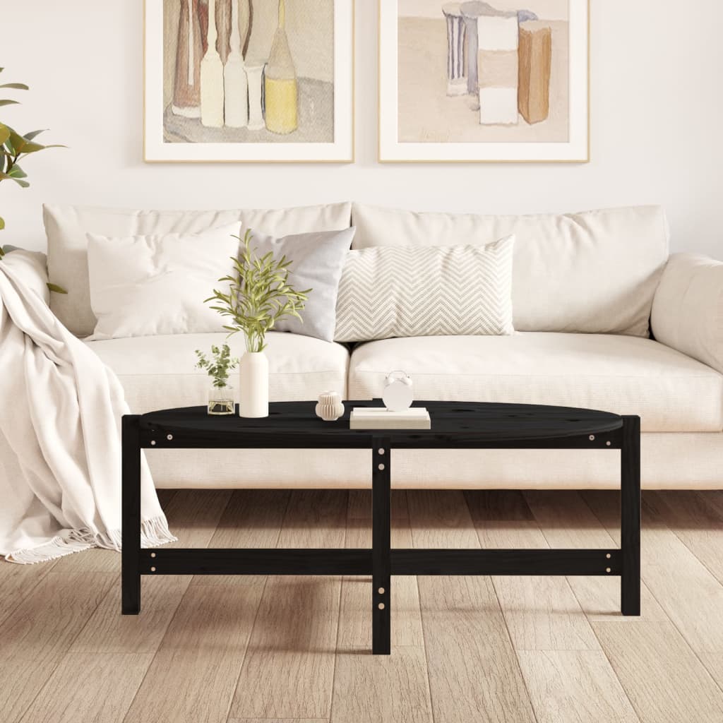 Tavolino da Salotto Nero 118x63x45 cm in Legno Massello di Pino | homemem39