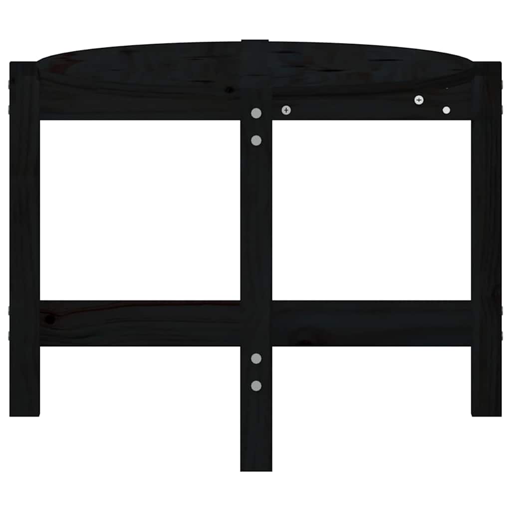 Tavolino da Salotto Nero 118x63x45 cm in Legno Massello di Pino