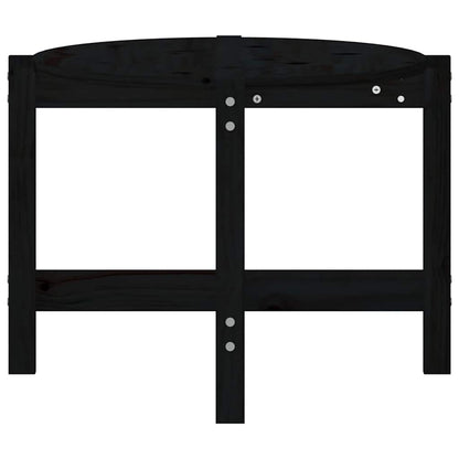 Tavolino da Salotto Nero 118x63x45 cm in Legno Massello di Pino