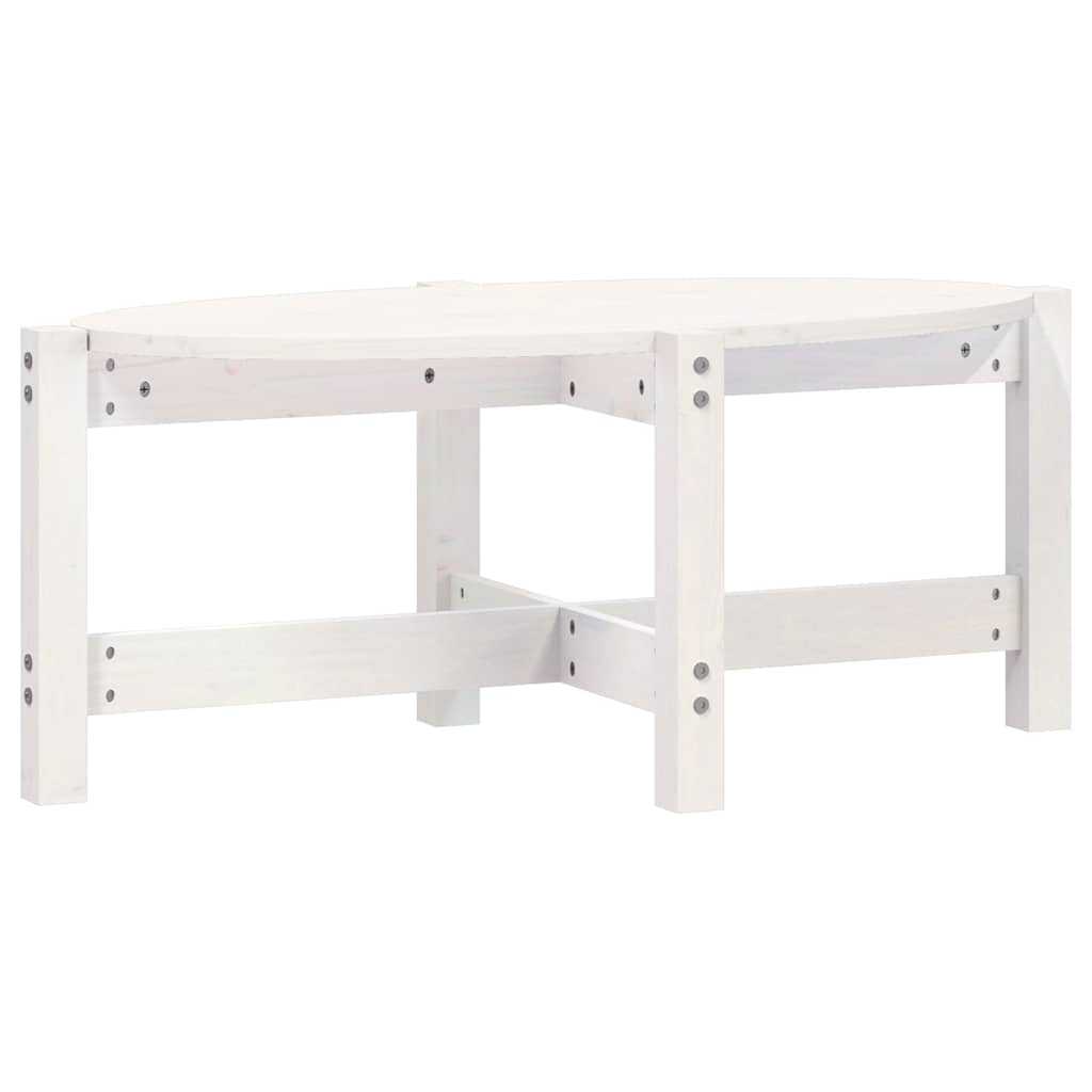 Tavolino da Salotto Bianco 87x48x35cm in Legno Massello di Pino