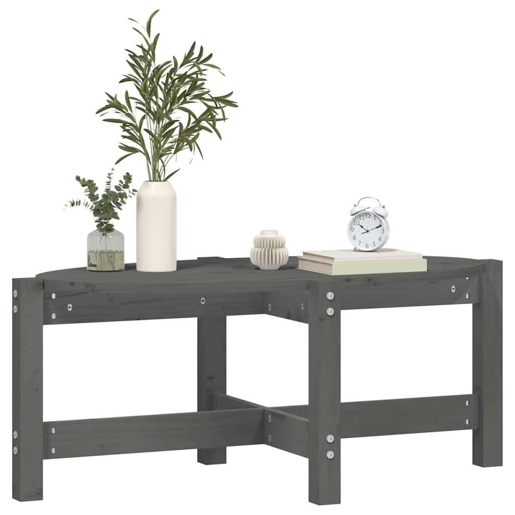 Tavolino da Salotto Grigio 87x48x35cm in Legno Massello di Pino