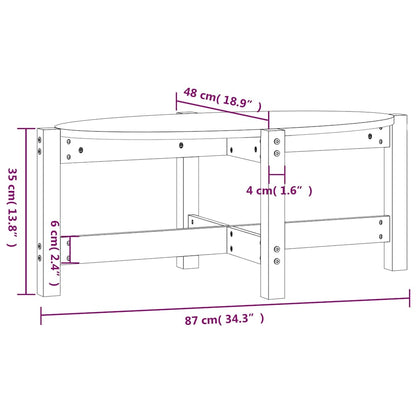 Tavolino da Salotto Grigio 87x48x35cm in Legno Massello di Pino