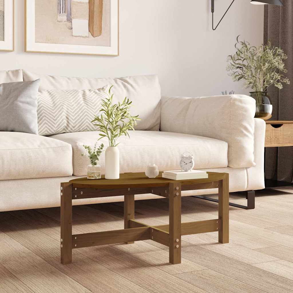 Tavolino da Salotto Ambra 87x48x35 cm in Legno Massello di Pino