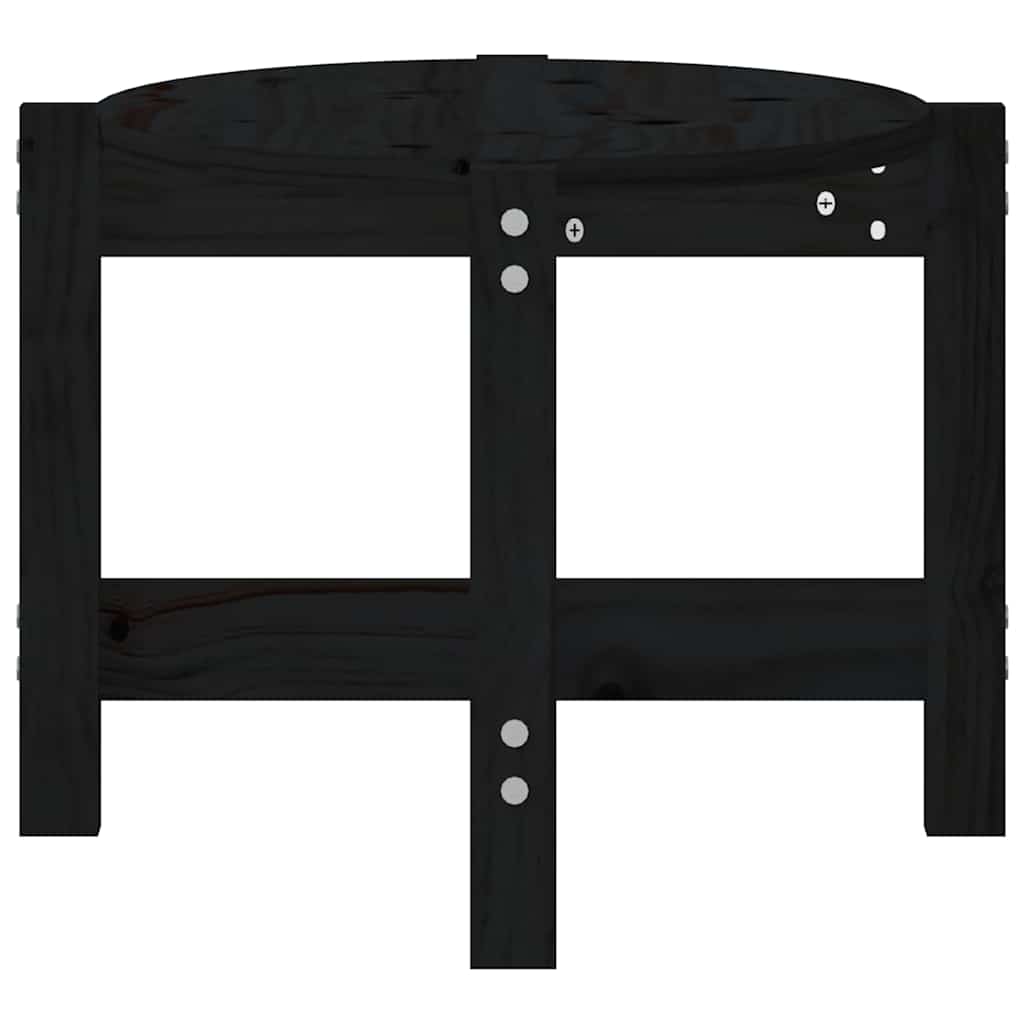 Tavolino da Salotto Nero 87x48x35 cm in Legno Massello di Pino