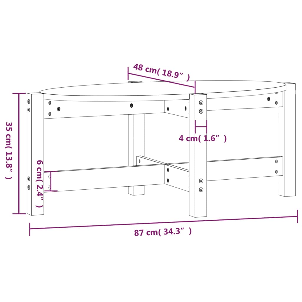 Tavolino da Salotto Nero 87x48x35 cm in Legno Massello di Pino | homemem39