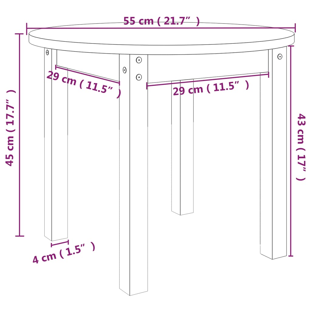 Tavolino da Salotto Bianco Ø 55x45 cm in Legno Massello di Pino | homemem39