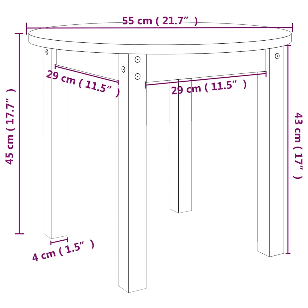 Tavolino da Salotto Grigio Ø 55x45 cm in Legno Massello di Pino