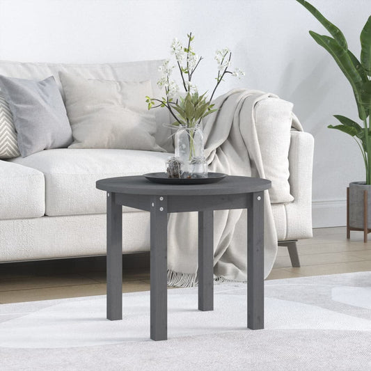 Tavolino da Salotto Grigio Ø 55x45 cm in Legno Massello di Pino | homemem39