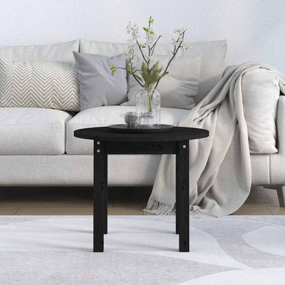 Tavolino da Salotto Nero Ø 55x45 cm in Legno Massello di Pino