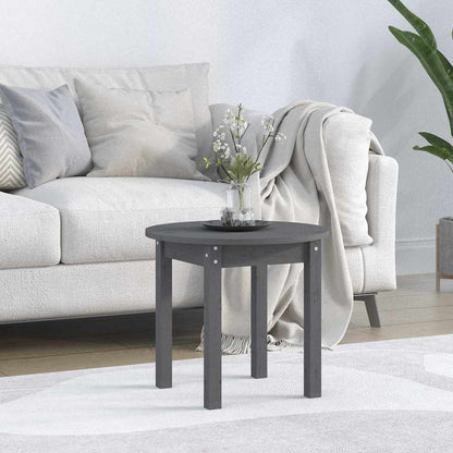 Tavolino da Salotto Grigio Ø 45x40 cm in Legno Massello di Pino