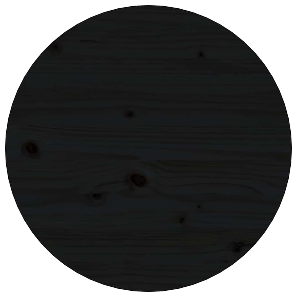 Tavolino da Salotto Nero Ø 45x40 cm in Legno Massello di Pino