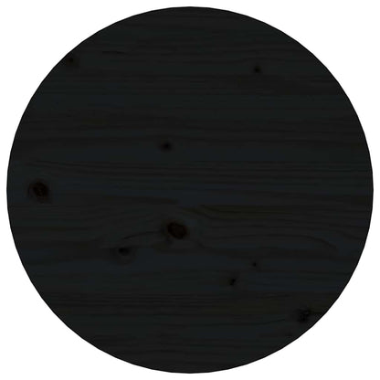 Tavolino da Salotto Nero Ø 45x40 cm in Legno Massello di Pino