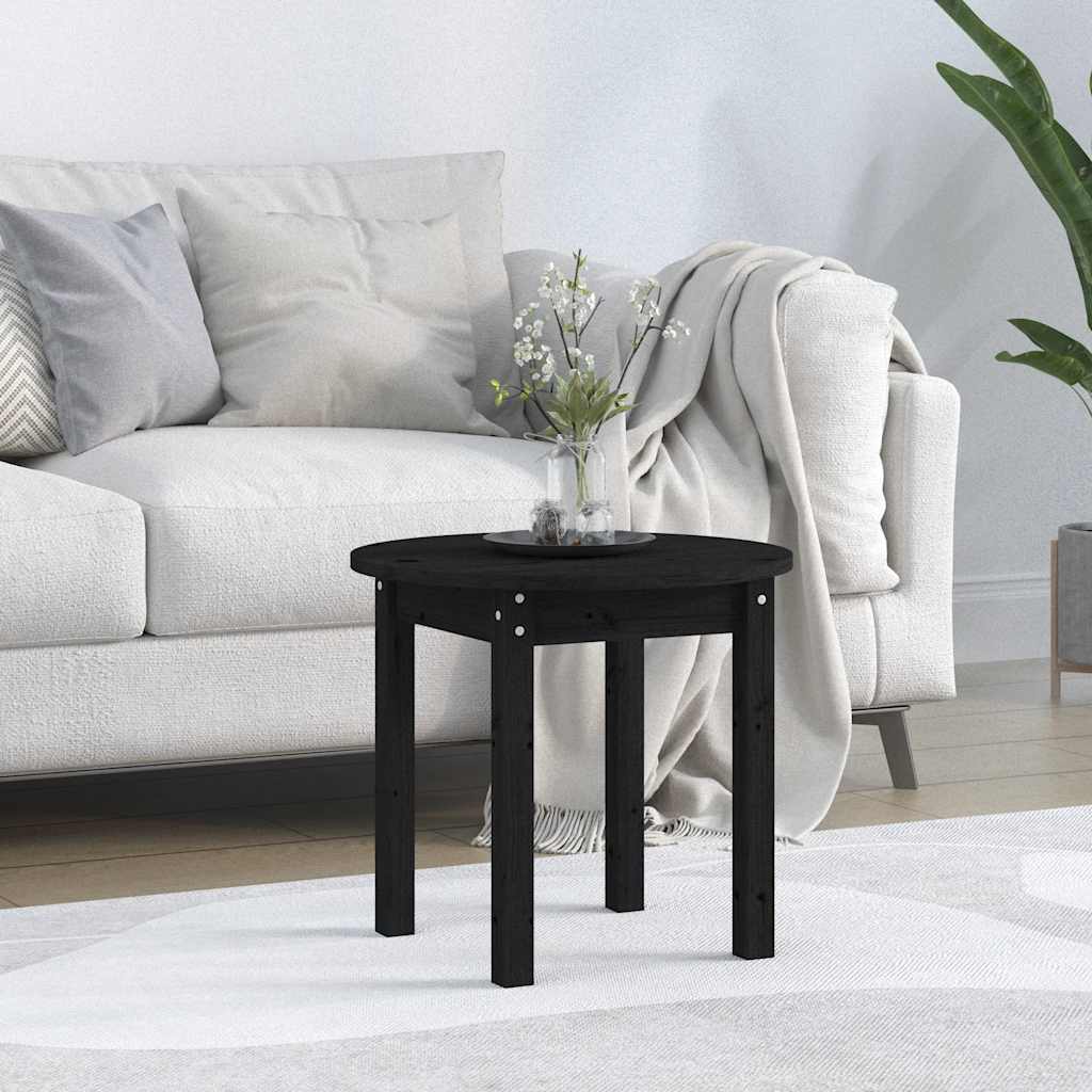 Tavolino da Salotto Nero Ø 45x40 cm in Legno Massello di Pino | homemem39