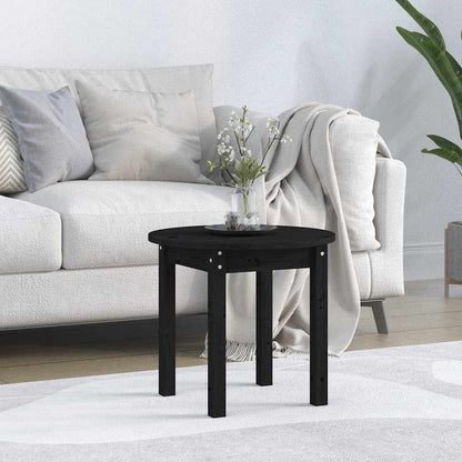 Tavolino da Salotto Nero Ø 45x40 cm in Legno Massello di Pino