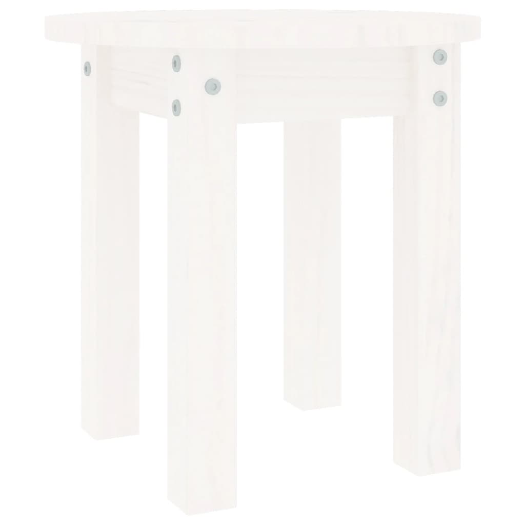 Tavolino da Salotto Bianco Ø 35x35 cm in Legno Massello di Pino | homemem39