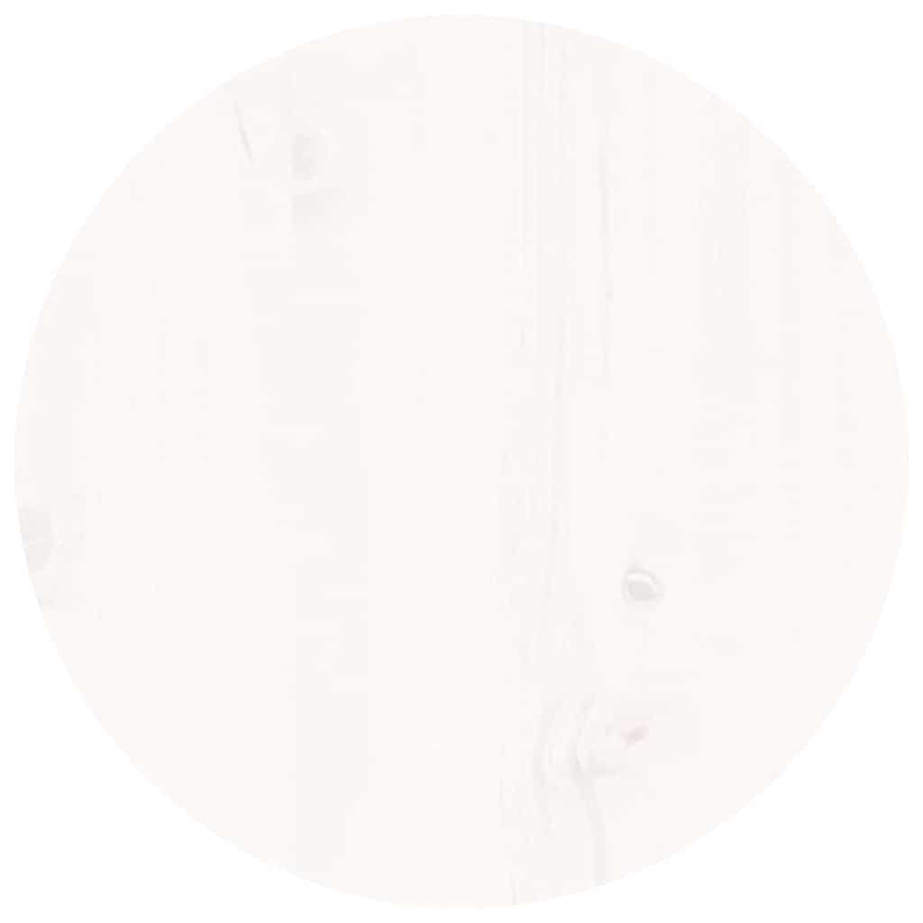 Tavolino da Salotto Bianco Ø 35x35 cm in Legno Massello di Pino