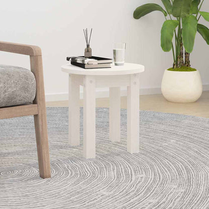 Tavolino da Salotto Bianco Ø 35x35 cm in Legno Massello di Pino