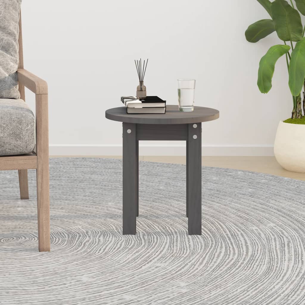 Tavolino da Salotto Grigio Ø 35x35 cm in Legno Massello di Pino | homemem39