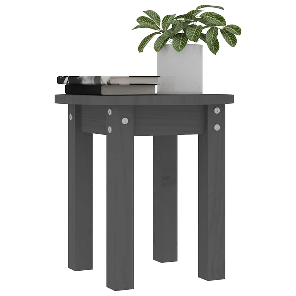 Tavolino da Salotto Grigio Ø 35x35 cm in Legno Massello di Pino